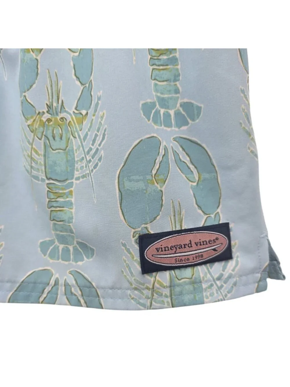 Vineyard Vines Boys Small Swim Trunks Lobster Print Blue Pockets Lined Beach